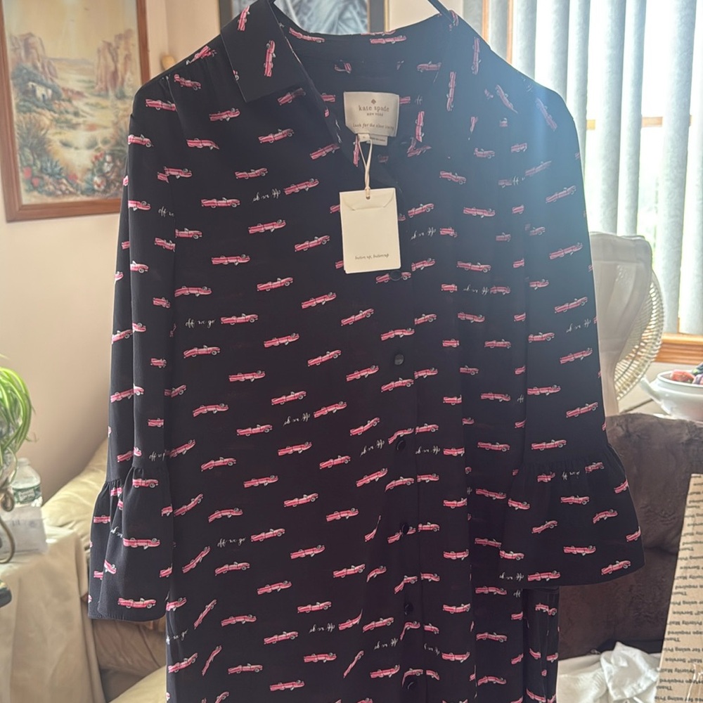 Kate Spade shirt dress with pink card